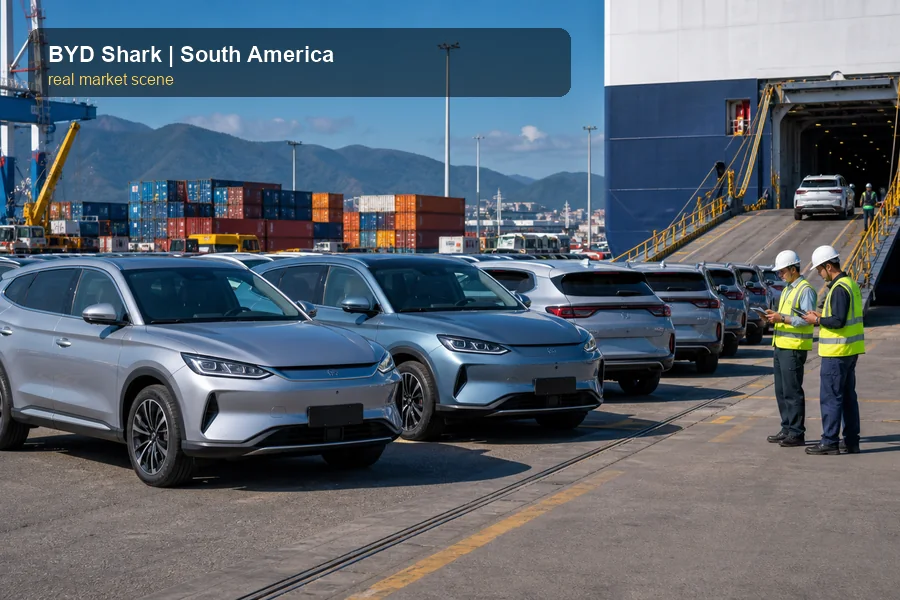 BYD Shark and the New Energy Pickup Segment Importers Should Watch real scene image for BYD importers in South America