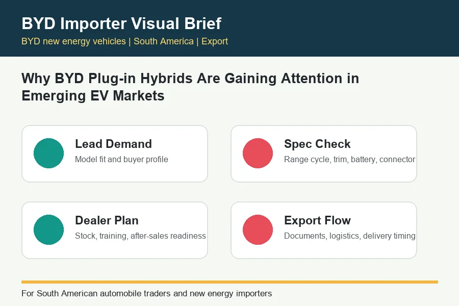 Why BYD Plug-in Hybrids Are Gaining Attention in Emerging EV Markets infographic for BYD trade buyers in South America