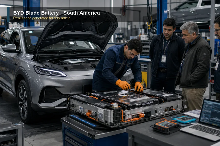 BYD Blade Battery real export and dealer scene