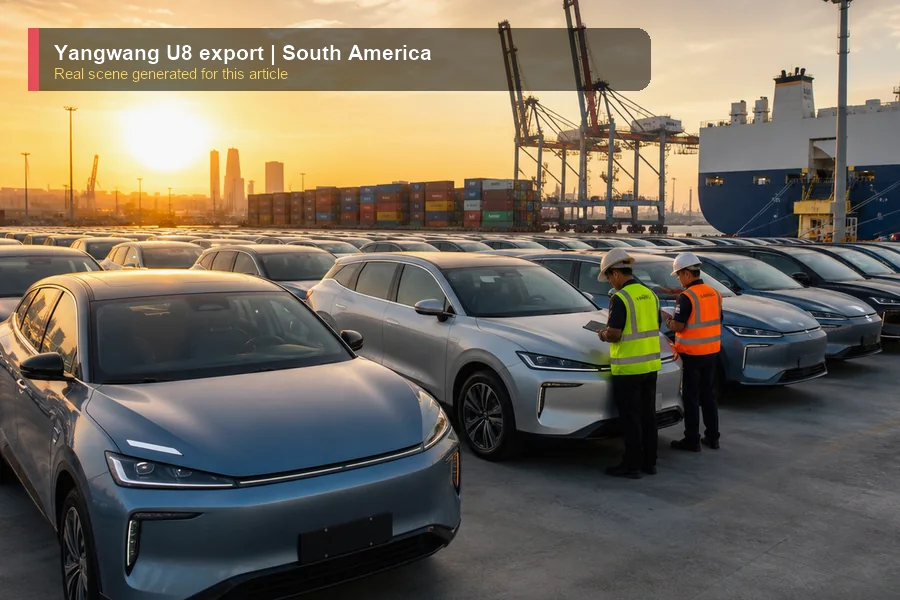 Yangwang U8 export real export and dealer scene