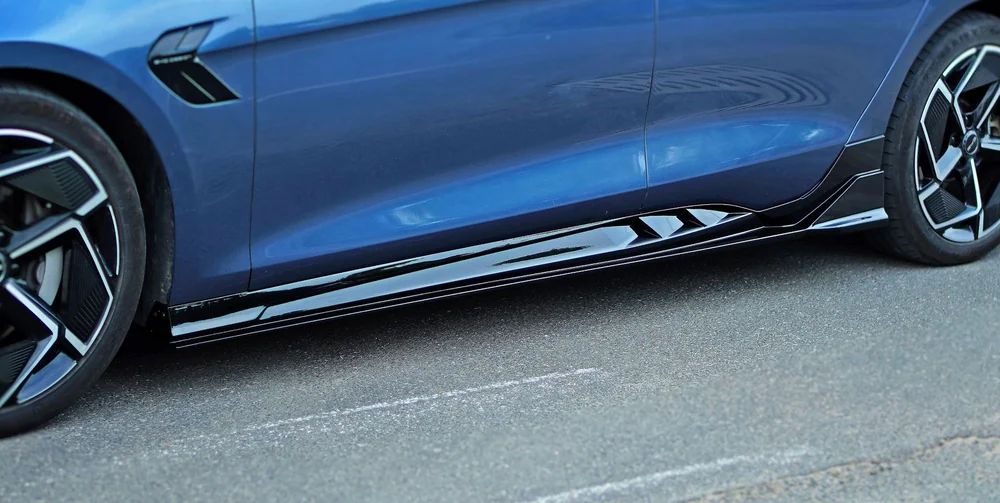 Side Skirts for BYD SEAL fitted to a blue Seal, installed overview