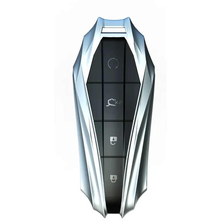 BYD geometric smart key cover in Silver on a white background