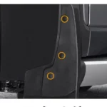 Yuan Plus mud flap installed at factory mounting holes