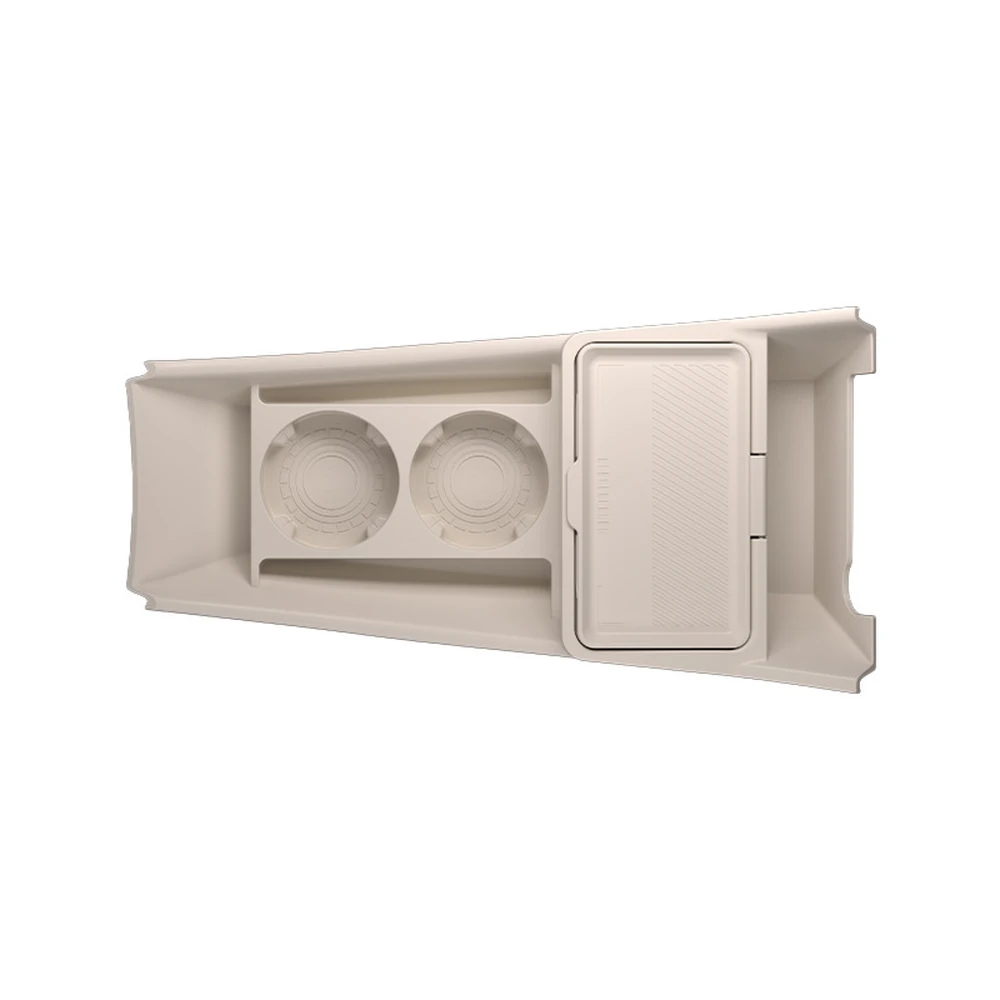 Beige silicone BYD Dolphin lower console organizer on a white background