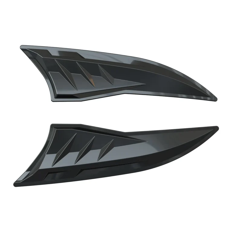Gloss black ABS hood vent trim panels for BYD Shark 6, left and right pieces on a white background