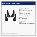 Especificações da pala de lama BYD Shark 6: PP