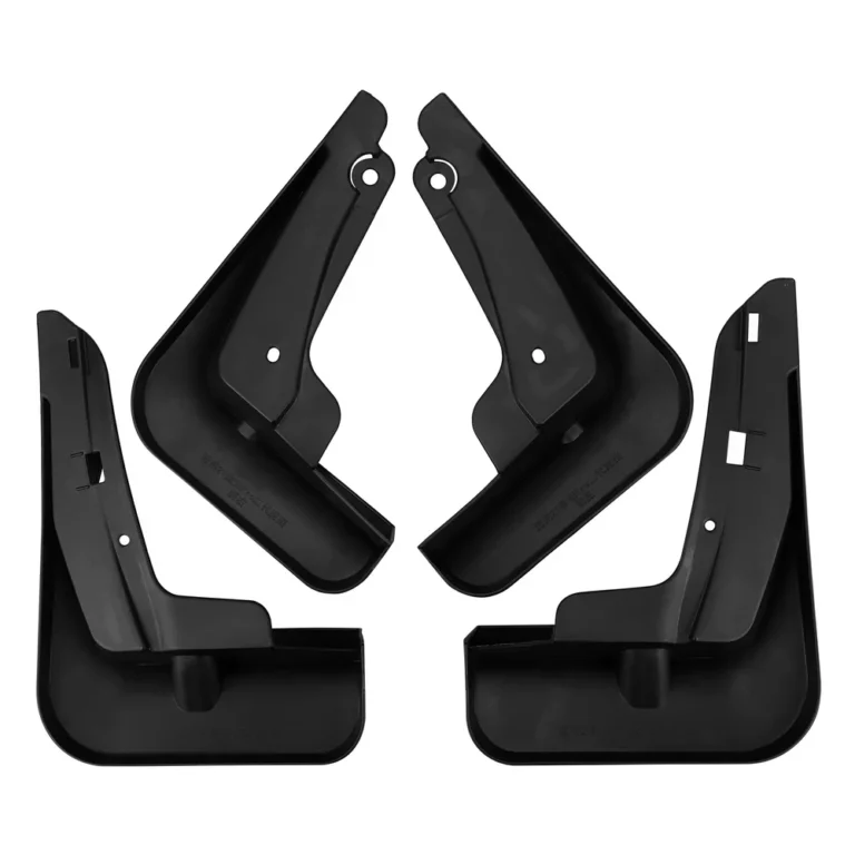 BYD Song Pro mud flaps, 4-piece black soft plastic splash guard set on a white background
