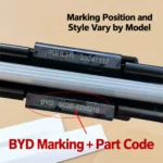 BYD wiper blade marking positions and part code details in English