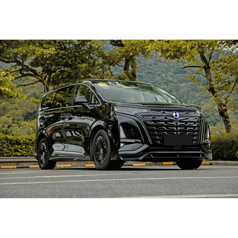 Denza D9 2022-2024 MC front lip kit in gloss black, three pieces with installed view