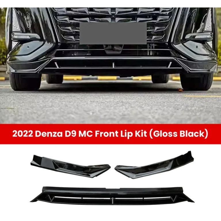 Denza D9 2022-2024 MC front lip kit in gloss black, three pieces with installed view
