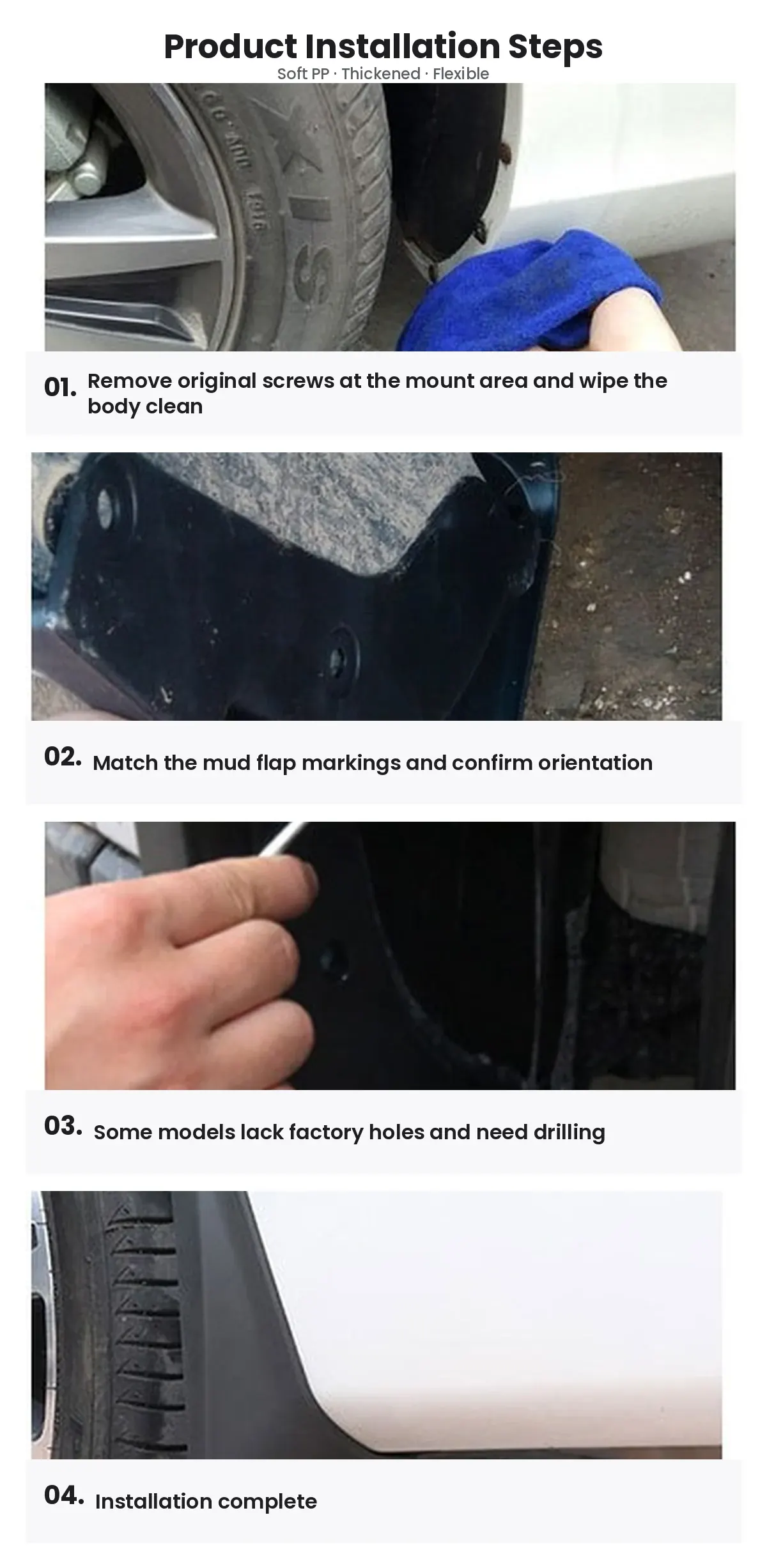 BYD Seagull çamurluk sıçratma önleyici ürün montaj adımları 01 ila 04
