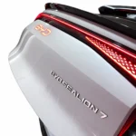 Illuminated BYD Sealion 7 rear emblem light installed on vehicle, white background